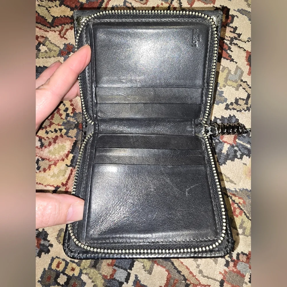Loewe Black Leather Zip Around Wallet